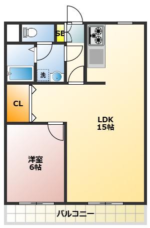 モンシャトーミズハシ(1LDK/1階)の間取り写真