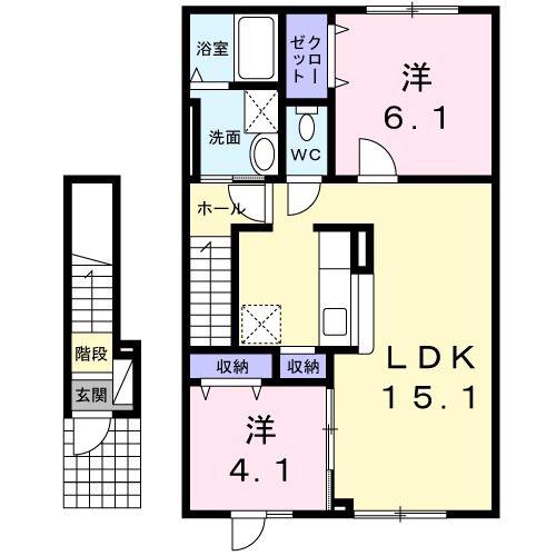 SUNLITPARK弐番館(2LDK/2階)の間取り写真