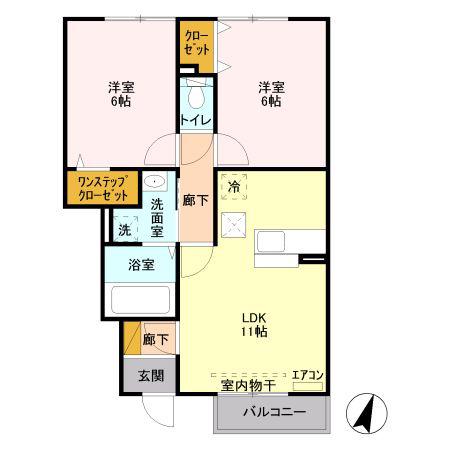 ナディアB(2LDK/1階)の間取り写真
