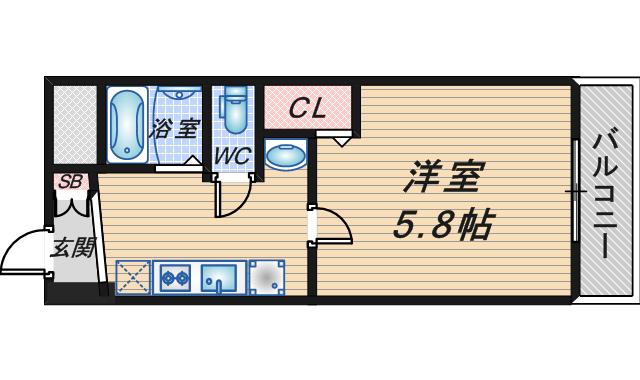プライム蛍池(1K/3階)の間取り写真