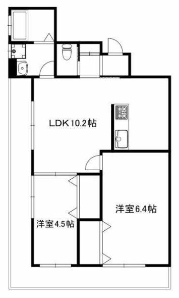 エスポワール西が丘(2LDK/2階)の間取り写真