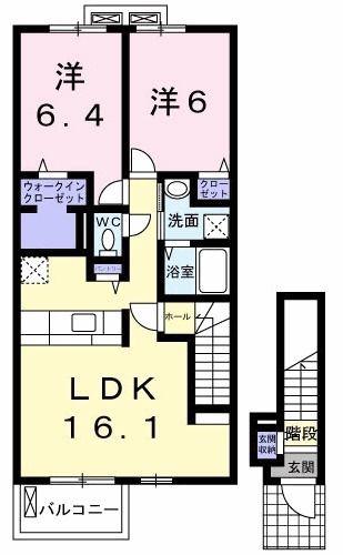 ザ・フォレスト参番館(2LDK/2階)の間取り写真
