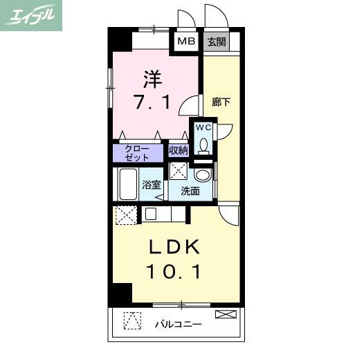 CUORE(1LDK/2階)の間取り写真