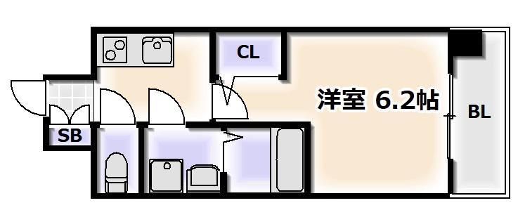エスリードレジデンス大阪難波(1K/12階)の間取り写真