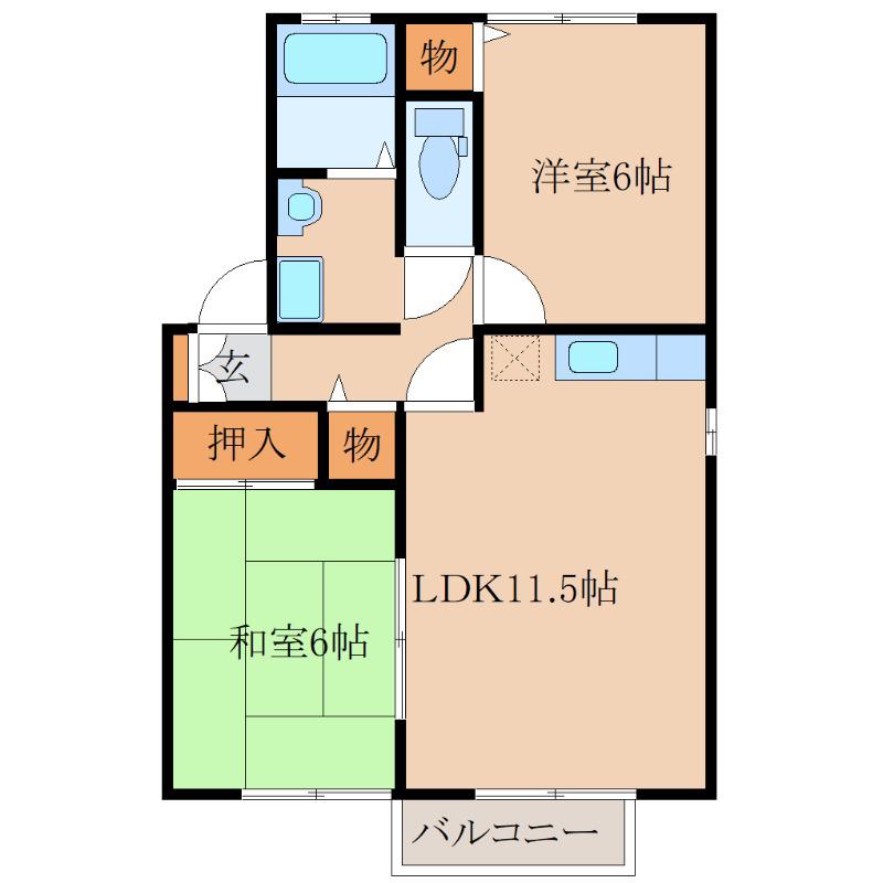 フォレスト王子 A棟(2LDK/1階)の間取り写真