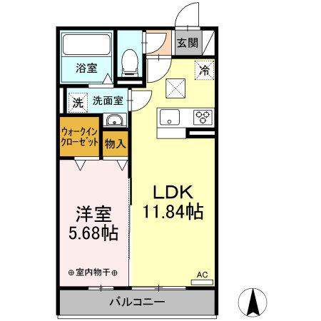 サンリット宮竹(1LDK/3階)の間取り写真