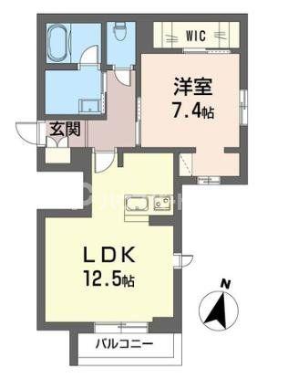ルシェルクレール(1LDK/2階)の間取り写真