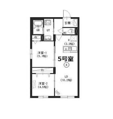 シュエット(2LDK/4階)の間取り写真