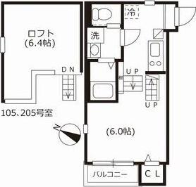 ハーモニーテラス西野町(1K/1階)の間取り写真
