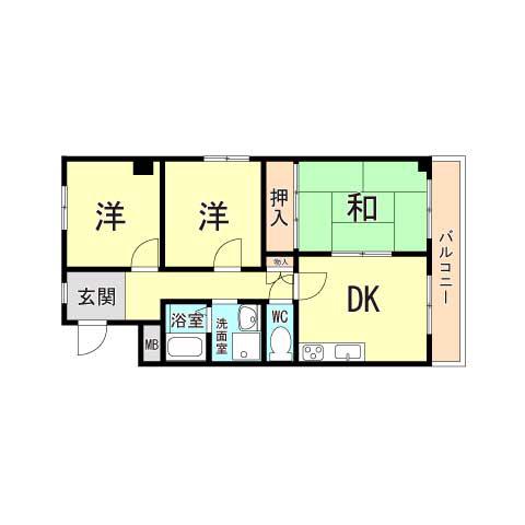 青木グリーンハイツ(3DK/2階)の間取り写真