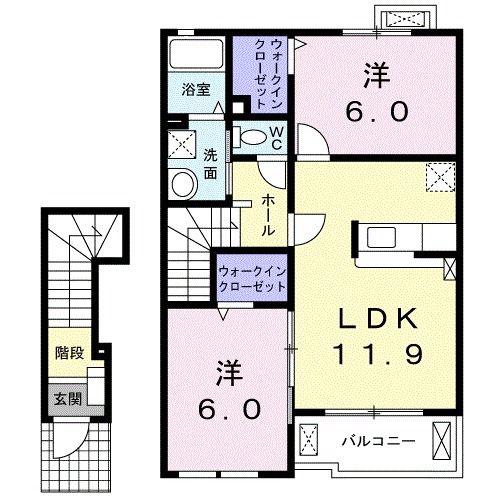ル・ブリヤン(2LDK/2階)の間取り写真