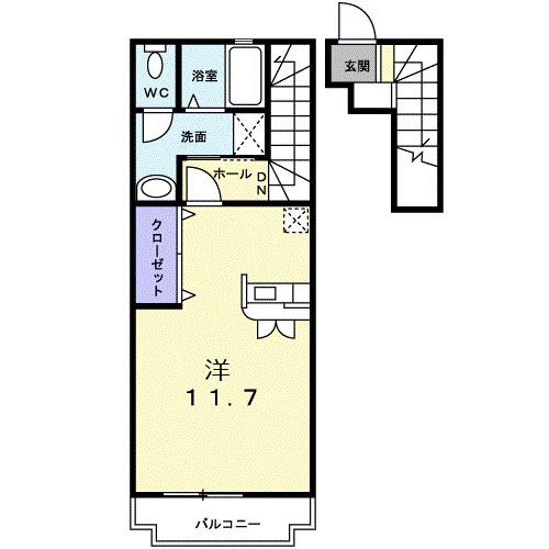 ハイムダイIII(ワンルーム/2階)の間取り写真