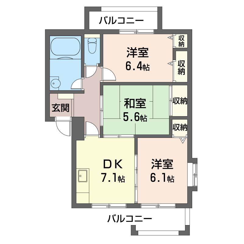 グランディール大和(3DK/4階)の間取り写真