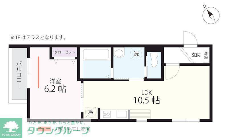 QUIET CRAB HOUSE TOGETHER 上大岡(1LDK/1階)の間取り写真