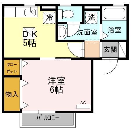 ファンテールC(1DK/1階)の間取り写真