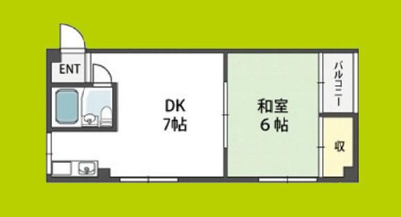 パークサイド東(1DK/2階)の間取り写真