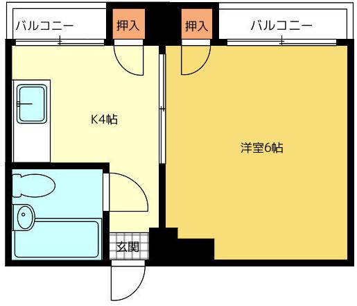セドルハイム(1K/3階)の間取り写真