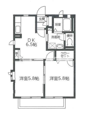 ボナールII(1LDK/1階)の間取り写真