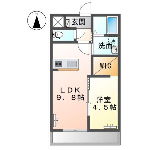 ウィステール(1LDK/1階)の間取り写真