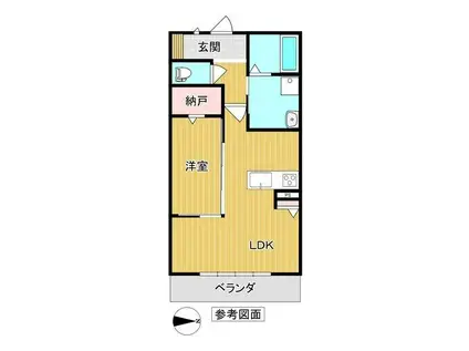 ABELIA(1LDK/2階)の間取り写真