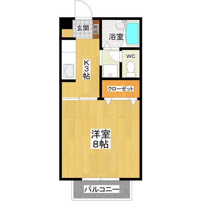 ラフォーレ3たかつのおか(1K/1階)の間取り写真
