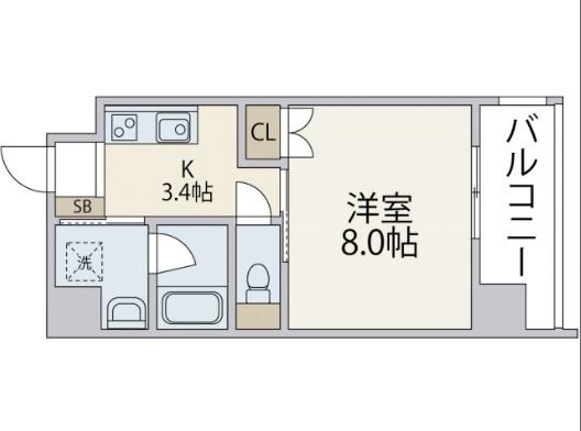 VILLA OASIS UJINA(1K/2階)の間取り写真