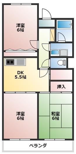 カーサD・H(3DK/1階)の間取り写真