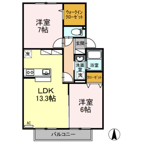 セジュールウィルモア(2LDK/2階)の間取り写真