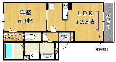 ハイツクレール(1LDK/3階)の間取り写真