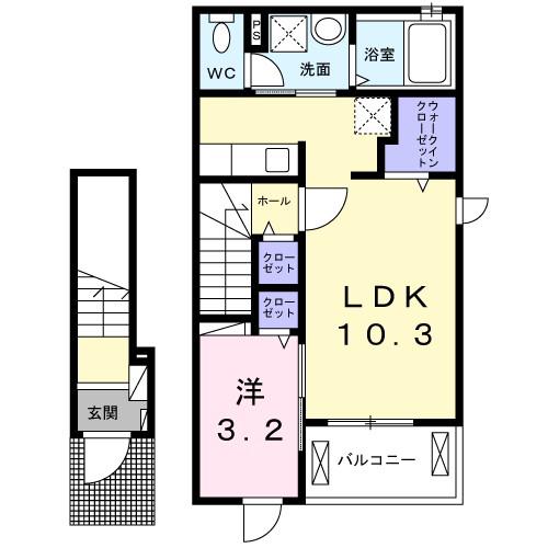 パルティーレ(1LDK/2階)の間取り写真