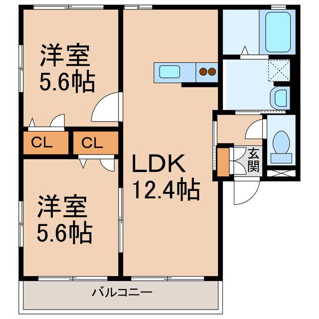 リッチンコートII(2LDK/1階)の間取り写真
