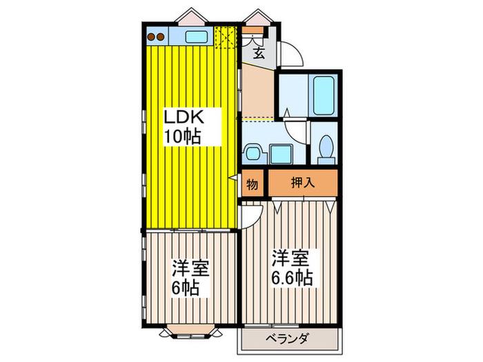 コーポ・ナイン(2LDK/1階)の間取り写真