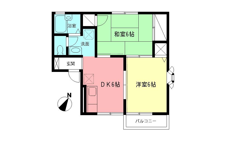エステート厚木(2DK/2階)の間取り写真