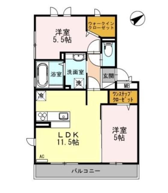 グランボン(2LDK/3階)の間取り写真