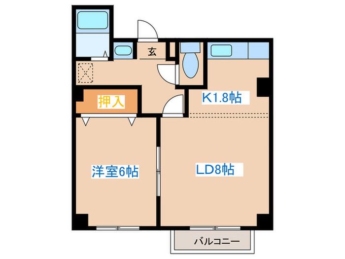 ショパンシャトー(1LDK/2階)の間取り写真