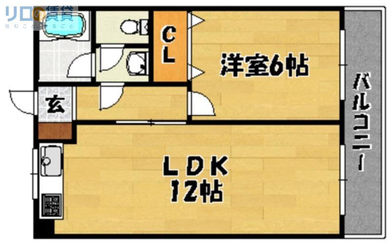 ミスターK上新庄(1LDK/2階)の間取り写真