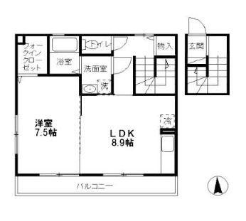 パルテール(1LDK/2階)の間取り写真