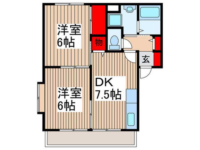 パナクオリティーB(2DK/1階)の間取り写真