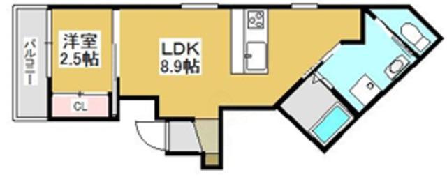 プロンテ北在家イースト(1LDK/1階)の間取り写真