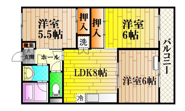 レジデンス増田(3LDK/3階)の間取り写真