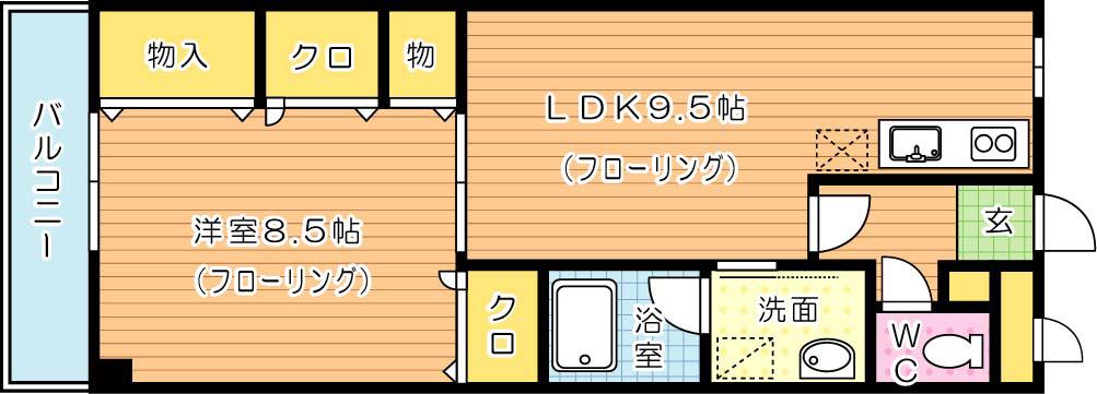 東海マンション(1LDK/5階)の間取り写真