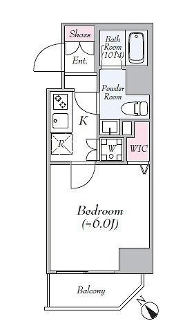 PREMIUM CUBE関内(1K/4階)の間取り写真