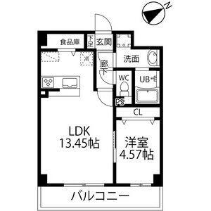 ウルフィエスタ徳川(1DK/5階)の間取り写真