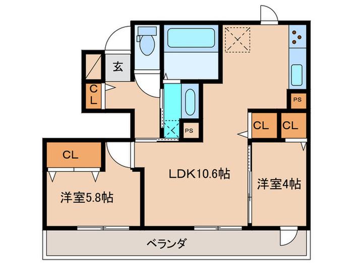 グランモア三苫III(2LDK/1階)の間取り写真
