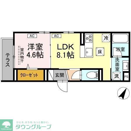 フラクタス南林間(1LDK/1階)の間取り写真