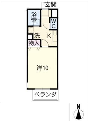 ハートヒルズ舳越(1K/3階)の間取り写真