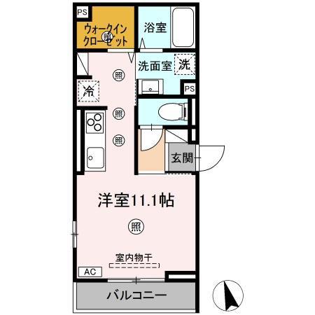 ロイヤルステージ東津田B棟(ワンルーム/3階)の間取り写真
