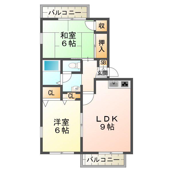 ラピート6X(2LDK/2階)の間取り写真