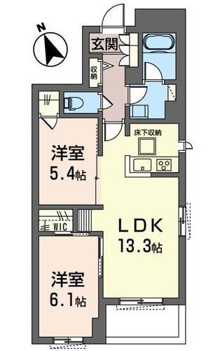 ディライト鷺宮(2LDK/1階)の間取り写真