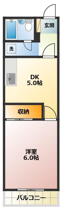グリーンヒル(1K/3階)の間取り写真